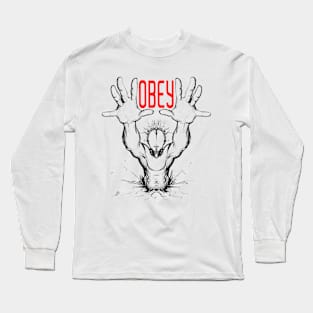 obey themed hand drawing graphic design Long Sleeve T-Shirt